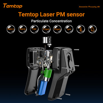 Temtop Airing 2000 3-channel Handheld Particle Counter Dust Monitor with Pumped PM Sensor, Three Outputs of Particle Numbers 0.3μm, 0.5μm, 1.0μm, Concentrations of Three Particles Types PM2.5, PM10, TSP, Temp & Humidity Detector